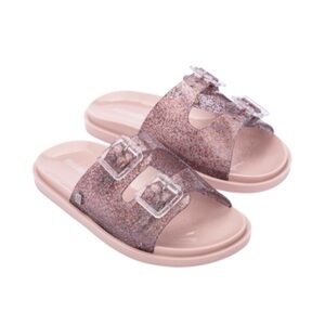 Mini Melissa Pink Glitter Jelly Slides